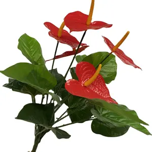 Artificial Anthurium Flowers Real Touch Flower for Home Decor Floral Arrangements Table Centerpieces and Bridal Wedding