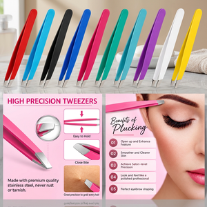 Juego de Pinzas para Cejas de Acero Inoxidable de Alta Precisión, Punta Puntiaguda, Estilo Moderno, Duraderas - Product Image 3