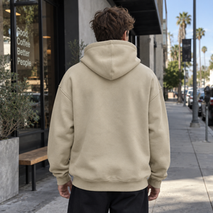 Sudaderas con Capucha Color Crema para Hombre, 800 g, Tejido Rizo, Talla XS, con Piedras Brillantes Personalizadas, para <span class=keywords><strong>Playa</strong></span> y Clima Frío - Product Image 2