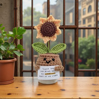 Poupée Tournesol Crocheté à la Main Article Décoratif Personnalisable Contenu Carte Tricoté Fleurs En Pot Objets Décoratifs Uniques