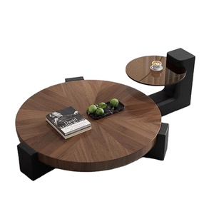 Ensemble de tables basses modernes de luxe en panneaux de bois, rondes, écologiques, durables, faciles à nettoyer, meubles pour hôtel et salon - Product Image 1