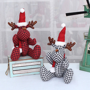 Poupée cerf en tissu à carreaux, décoration de Noël, renne à carreaux, accessoires de décoration de fête, décoration de salon - Product Image 3