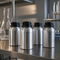 Flacon de parfum chimique premium de 350 ml en aluminium brillant avec bouchon noir classique inviolable