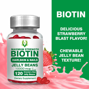 Prival Label 10000MCG Maximum Strength Biotin Gummies Jelly Beans Supports Hair Skin Nails Health for Adult - Product Image 3