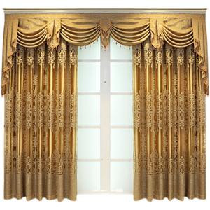 Tende di Lusso Jacquard Dorate Lucide in Stile Europeo per Soggiorno a Doppio Strato in Voile per Villa - Product Image 6