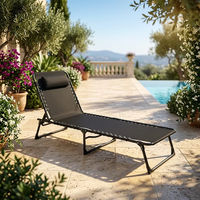 Chaise longue extra large en métal rembourrée Oxford, inclinable et réglable, pour extérieur, plage, camping, piscine, bureau, sieste, lit de jour, usage hôtelier