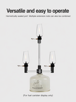 Support de lampe à gaz BLACKDEER pour camping extérieur, adaptateur trois-en-un, support de lampe de réchaud à gaz de type séparé avec tige d'extension