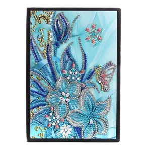 Butterfly Flower 5D Diamond Painting Notebook,Diamond Painting Sketchbook,Diamond Art Leather Journal Notebook Kits
