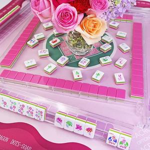 En Stock: Juego de Fichas de Mahjong Americanas de Lujo, Modernas, Ecológicas, Portátiles, de Acrílico Grabado de 4 Capas, Duraderas, Modelo Red Rose 160 - Product Image 2