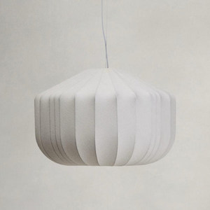 Lustre rond en soie géométrique blanche à LED pour salle à manger - Product Image 4
