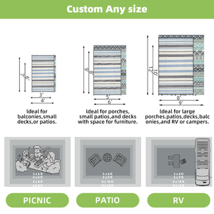 Custom Pattern RV Outdoor Rug PP Materials Waterproof Reversible Outdoor <strong>Camping</strong> Mats Carpet Caravan Durable Plastic Straw Rug