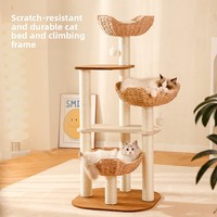 Yer Tasarruflu Modüler Kedi Tırmanma Yapısı, Entegre Dokuma Dinlenme Bölmesi, Yükseltilmiş Oyun Platformu ve Dayanıklı Tırmalama Direği ile