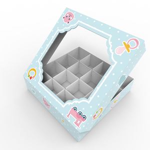 Cérémonie <span class=keywords><strong>de</strong></span> nom vente en gros, boîte <span class=keywords><strong>de</strong></span> bonbons bleu pour bébé garçon, Design <span class=keywords><strong>de</strong></span> douche, papier <span class=keywords><strong>doux</strong></span> fenêtre yeux gelée gomme boule à paupières avec compartiment - Product Image 5