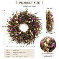Couronne de fleurs séchées naturelles faite à la main, style bohème rustique, décoration murale pour la maison, longue durée, écologique, pour mariage, Noël, fête