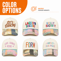 Casquette de baseball OEM à visière patchwork, certifiée CE, motif coloré, visière incurvée, 6 panneaux, en coton, style Dandy