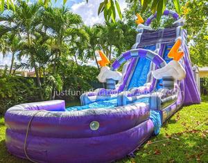 Lila <span class=keywords><strong>Thund</strong></span> Aufblasbare Wasser rutsche Handels übliche Wasser rutsche mit Splash-Pool - Product Image 4