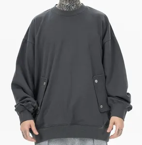 Hot Selling Terry Classic Unique Design Pocket Skin-friendly Gray Crewneck hoodies for Men