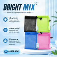 Haute qualité recyclable petit cordon cadeau pochette à linge Polyester maille filet sac ménage voyage cosmétiques bijoux personnalisé