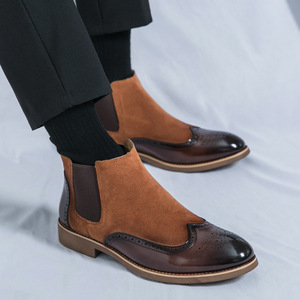 รองเท้าบูทหนังทรงโบรกปลายแหลมแบบแกะสลัก ปี 2026 แฟชั่นทั้งแบบทางการและลำลอง รองเท้าบูทหุ้มข้อสูง - Product Image 3