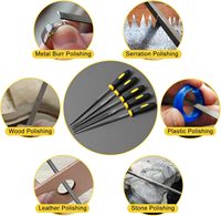 Ensemble de 6 mini-limes à aiguille métalliques, modèle américain, finition brillante, poignée ergonomique en caoutchouc pour le bricolage, l'industrie et le meulage de bijoux