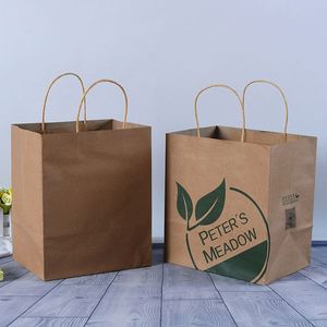 Sac en papier kraft de luxe écologique 2026, personnalisable, avec poignées en papier, pour le shopping - Product Image 1