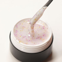 Gel dur à faible chaleur pour fleurs séchées, sans HEMA ni TPO, Gel Milky Flower Builder, Gel d'extension pour ongles Flora Glitter pour salon professionnel