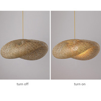 Lustre suspendu en bambou tressé fait main, design moderne rétro simple et créatif, hauteur réglable, pour la maison et le bureau