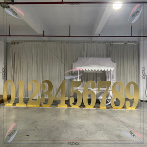 Luxo Acrílico Espelhado 4ft Letter Light Neon Number Stand 5ft Backdrop Decorações De Casamento Gold Number Stand - Product Image 2