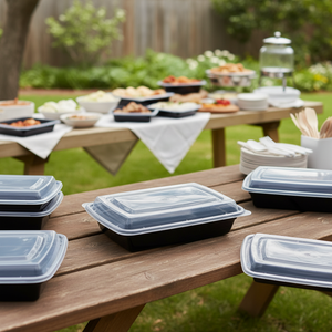 Contenitori per la preparazione dei pasti 3H da 32oz con coperchi (neri), contenitore rettangolare per alimenti, senza BPA e PFAS, da asporto per catering domestico - Product Image 3