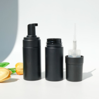 Botol Busa PET Hitam Matte Kosong 100ml 120ml 150ml 200ml dengan Pompa Busa Plastik 43mm untuk Pembersih Wajah
