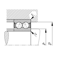 Roulement à billes à contact oblique à double rangée en acier inoxydable S3908-2RS 40x62x16mm, étanchéité 2RS