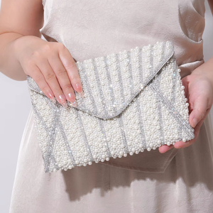 Bolso de Mano de Lujo Marca Bell con Perlas y Diamantes de Imitación Blancos para Bodas, Tipo Sobre, Alta Calidad, Joyería para Mujer, Diseño 5A - Product Image 1