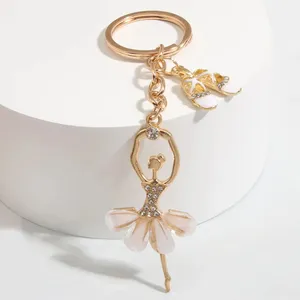 Tự làm đồ trang sức làm bằng tay quà Tặng lưu niệm dễ thương men Keychain Ballerina Giày múa ba lê vòng chìa khóa vũ công Móc chìa khóa