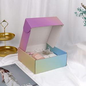 Tùy chỉnh cầu vồng màu hộp bưu phẩm sinh thái thân thiện sóng giấy bao bì 7x5x2 nhỏ vận chuyển hộp với logo - Product Image 5