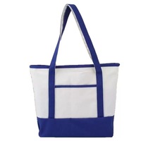 Sac fourre-tout en toile de coton pour femme, grande capacité, durable, portable, couleur unie, avec poche et fermeture éclair, idéal pour la sublimation