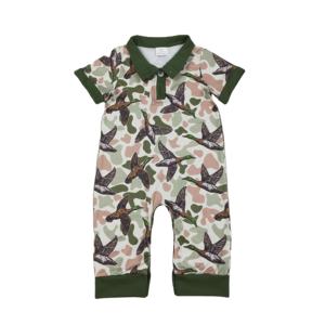 RTS Newborn Hunting Call Me Camouflage Baby Girls Romper Cotton Spandex Mallard Ducks Casual Wholesale <b>Clothing</b> Worsted Fabric - Product Image 1