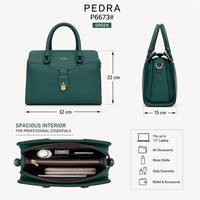 Set 3 Buah Tas Tangan Wanita Mewah PEDRA P6673 Tas Kantor Bisnis Profesional Tas Bahu Kapasitas Besar dengan Dompet & Tali