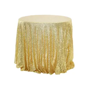 Vente en gros belle nappe scintillante luxe or rond paillettes nappe de mariage