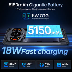 هاتف LAGENIO Panther1 الذكي المتين باللونين الأسود والأبيض، يعمل بنظام أندرويد 15، شاشة 120 هرتز، كاميرا مزدوجة 8 ميجابكسل + 13 ميجابكسل، شريحتي اتصال، بصمة إصبع، فتح بالوجه - Product Image 6