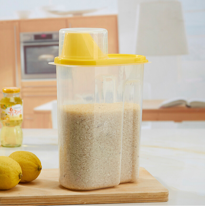 Cereal food grain storage containers bin dispenser jar with measuring cup