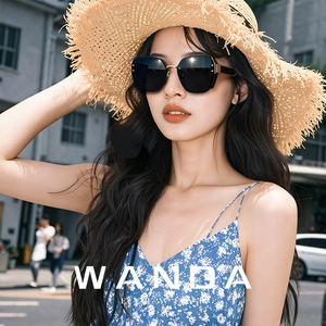 Wanda Women's Sunglasses TB3103 UV400 PC Lens Black Frame Fashion Outdoor Driving Sun Protection - Product Image 1