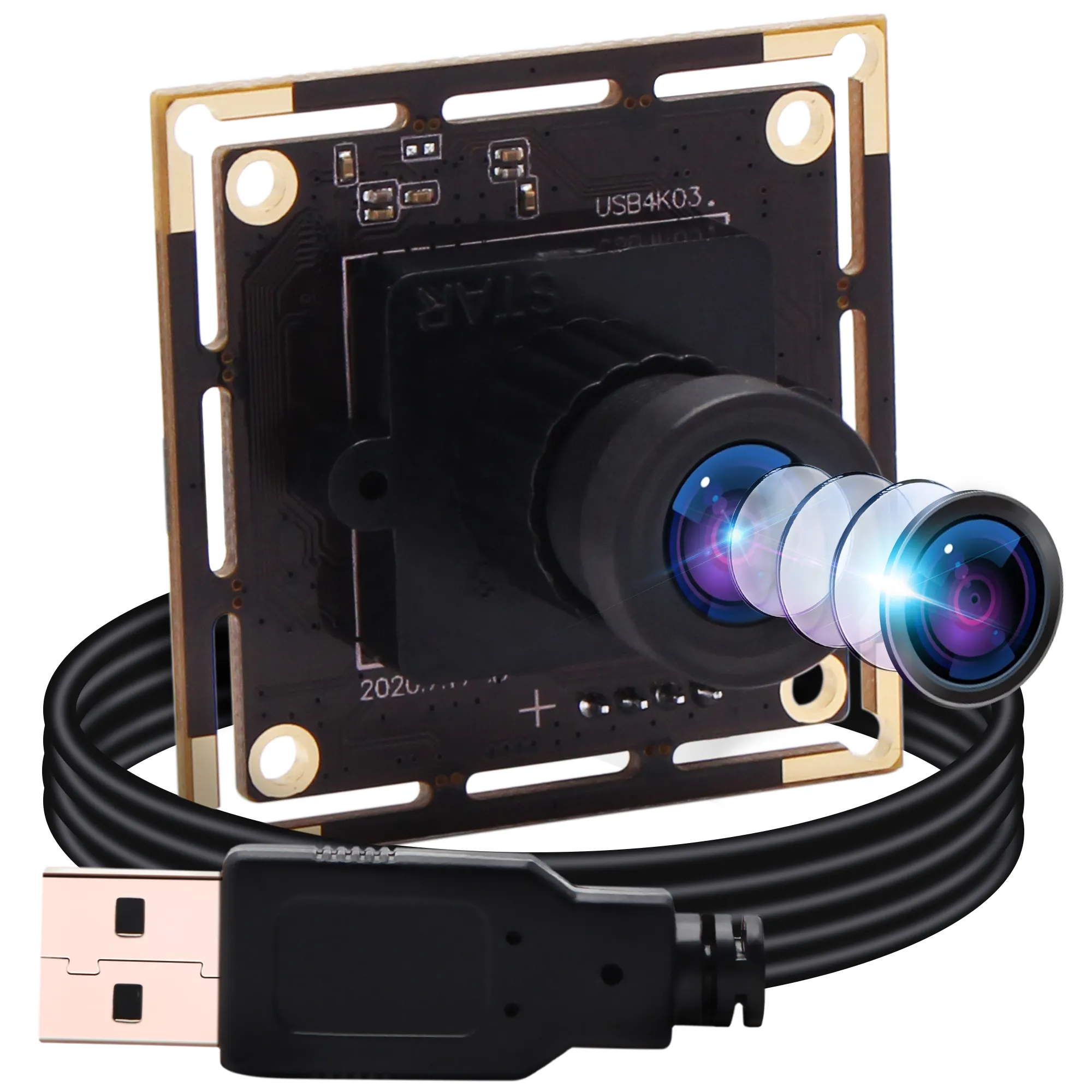Módulo de cámara USB HD 4K IMX415, Mini Placa de cámara USB con lente de montaje M12 para ordenador, PC, escritorio y portátil