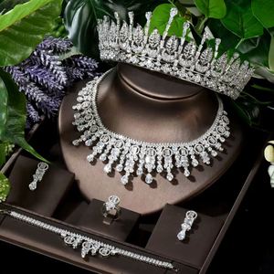 Hibride Dubai ชุดเครื่องประดับเจ้าสาวแบบไนจีเรียสำหรับผู้หญิงชุดเดรส N-1651สีทองคำขาวประดับเพชร CZ ชุดเดรส - Product Image 1
