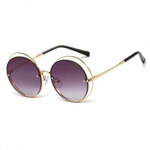 Nouveautés 2020, lunettes de soleil pour femmes, mode luxe, métal, double rond, UV400, lunettes de soleil dégradées - Product Image 5