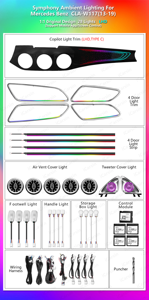 Luce Ambientale Dinamica a 64 Colori per <span class=keywords><strong>Mercedes</strong></span> CLA <span class=keywords><strong>GLA</strong></span> 2013-2018 W117, Accessori di Aggiornamento Illuminazione Interna LED per Auto - Product Image 6