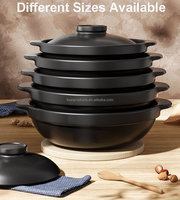 Casserole et marmite en céramique noire givrée avec couvercle, résistante aux hautes températures, pour un usage domestique, hôtelier et en restauration