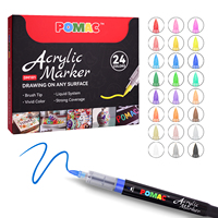 Ensemble de 24 marqueurs acryliques liquides directs en boîte, stylos de peinture imperméables Acuarela Aquarell, kit d'art prêt à offrir