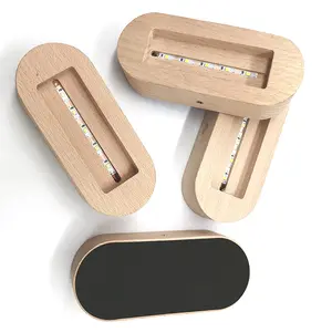 Charging Solid Wood Led Light Base Diy Creative Decoration Wooden Aromatherapy Night Light Base Gifts