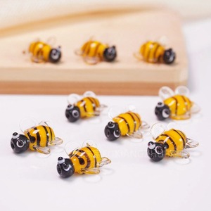 Custom Miniature Small Cute 14K Gold Plated Lampwork Glass <b>Honey</b> Bee Animal Figurine Beads for DIY Jewelry - Product Image 5