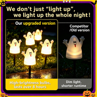 Lampes LED solaires d'Halloween IP65 en forme de citrouille, ensemble de 5 en 1 à piquer dans le sol, thèmes fantôme, sorcière, crâne, emballage transfrontalier étiqueté
